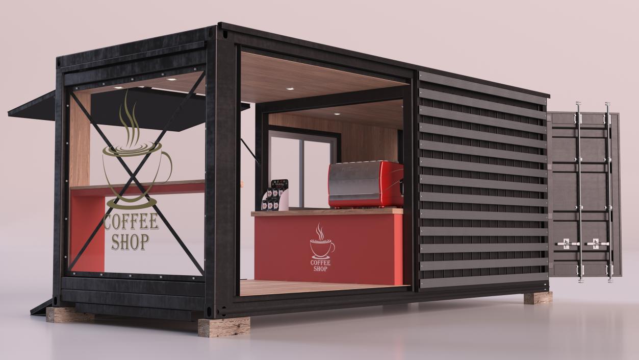 3D model Equipped Container Coffee Shop