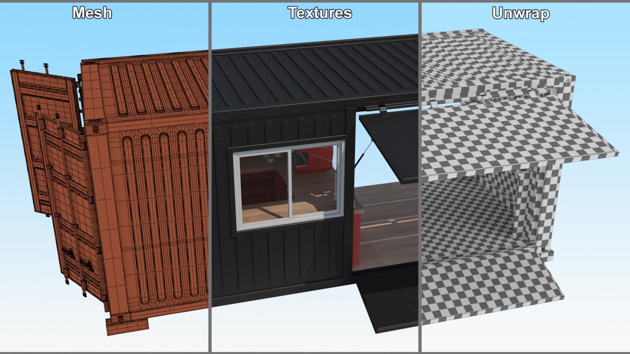 3D model Equipped Container Coffee Shop