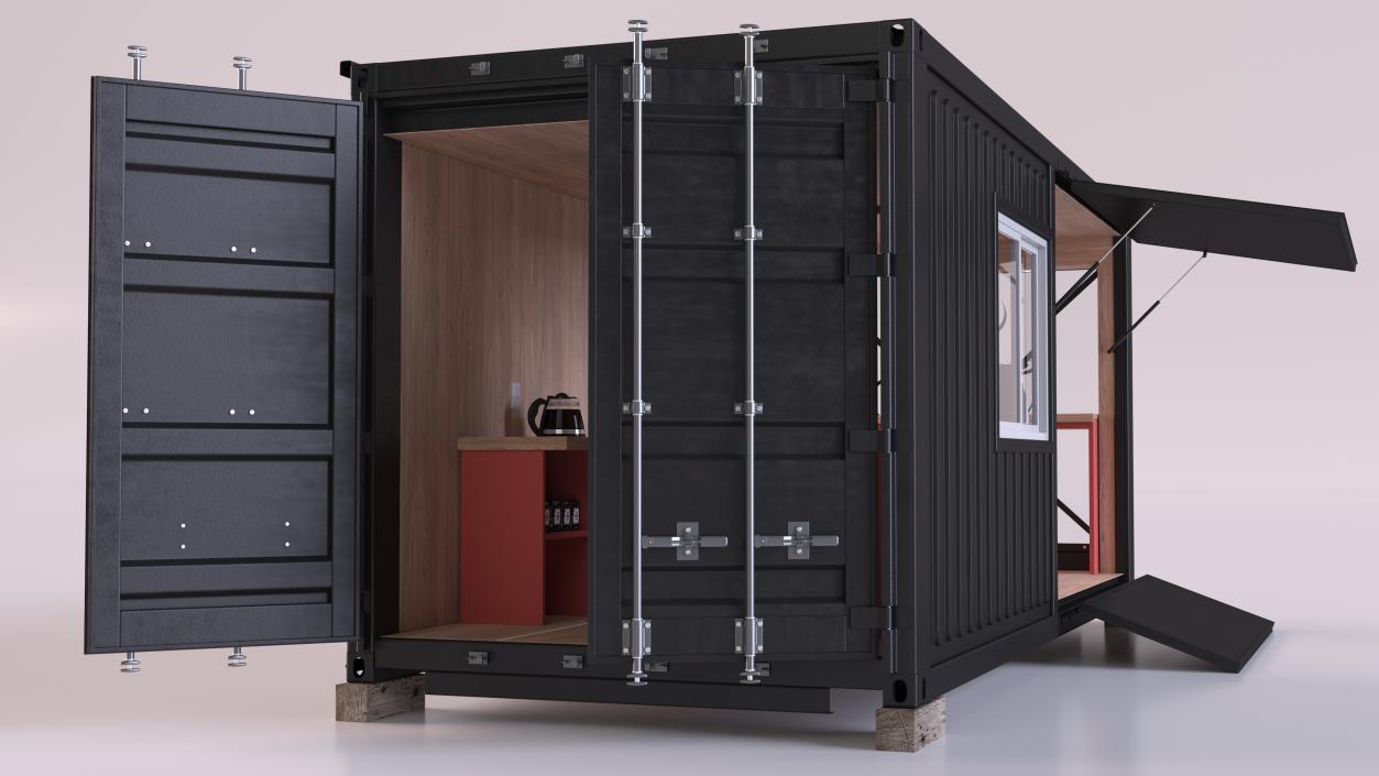 3D model Equipped Container Coffee Shop