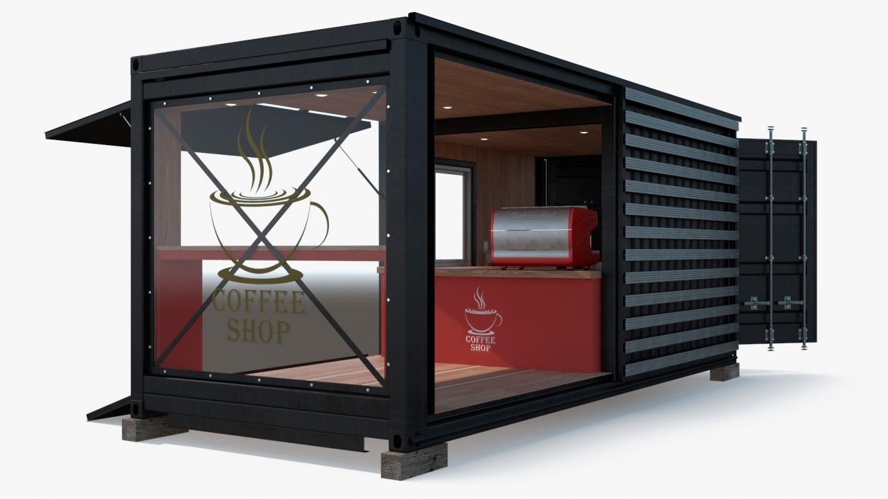 3D model Equipped Container Coffee Shop