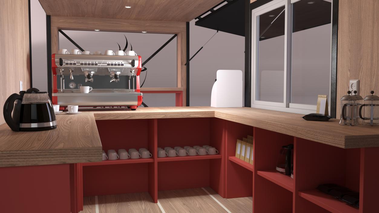 3D model Equipped Container Coffee Shop