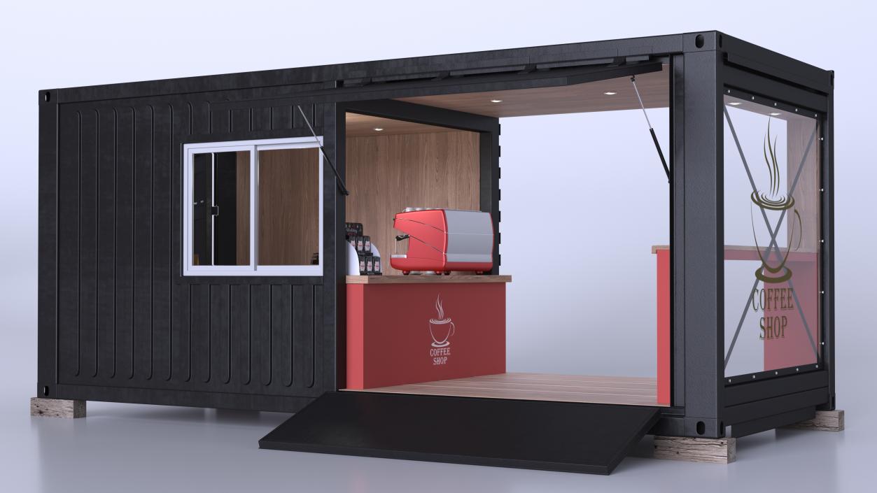 3D model Equipped Container Coffee Shop