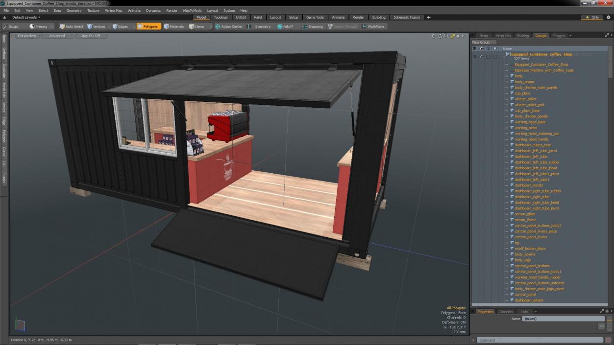 3D model Equipped Container Coffee Shop