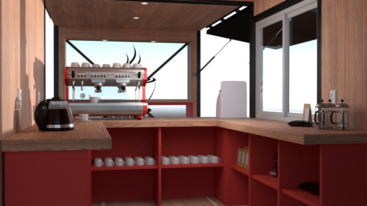 3D model Equipped Container Coffee Shop