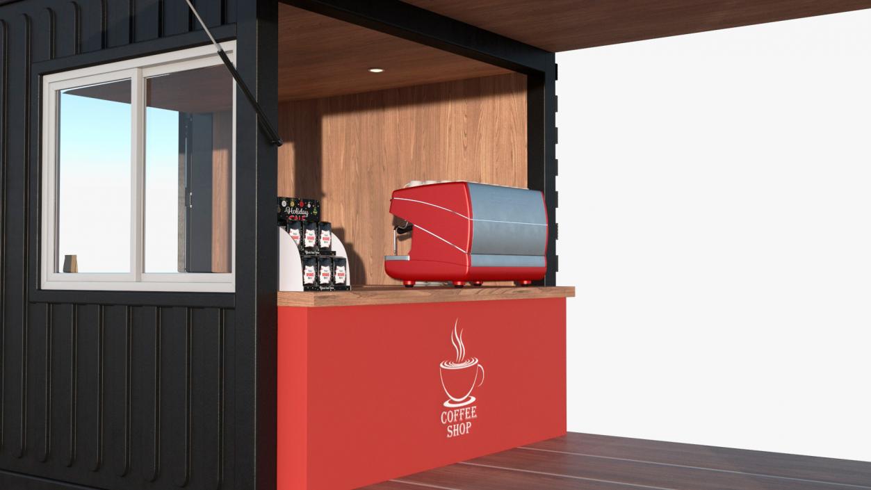 3D model Equipped Container Coffee Shop