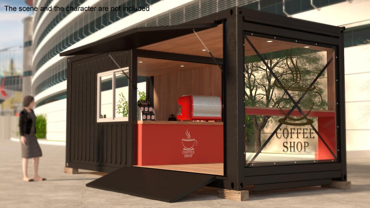 3D model Equipped Container Coffee Shop