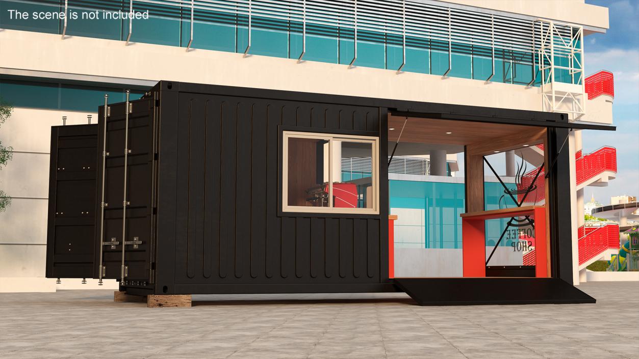 3D model Equipped Container Coffee Shop