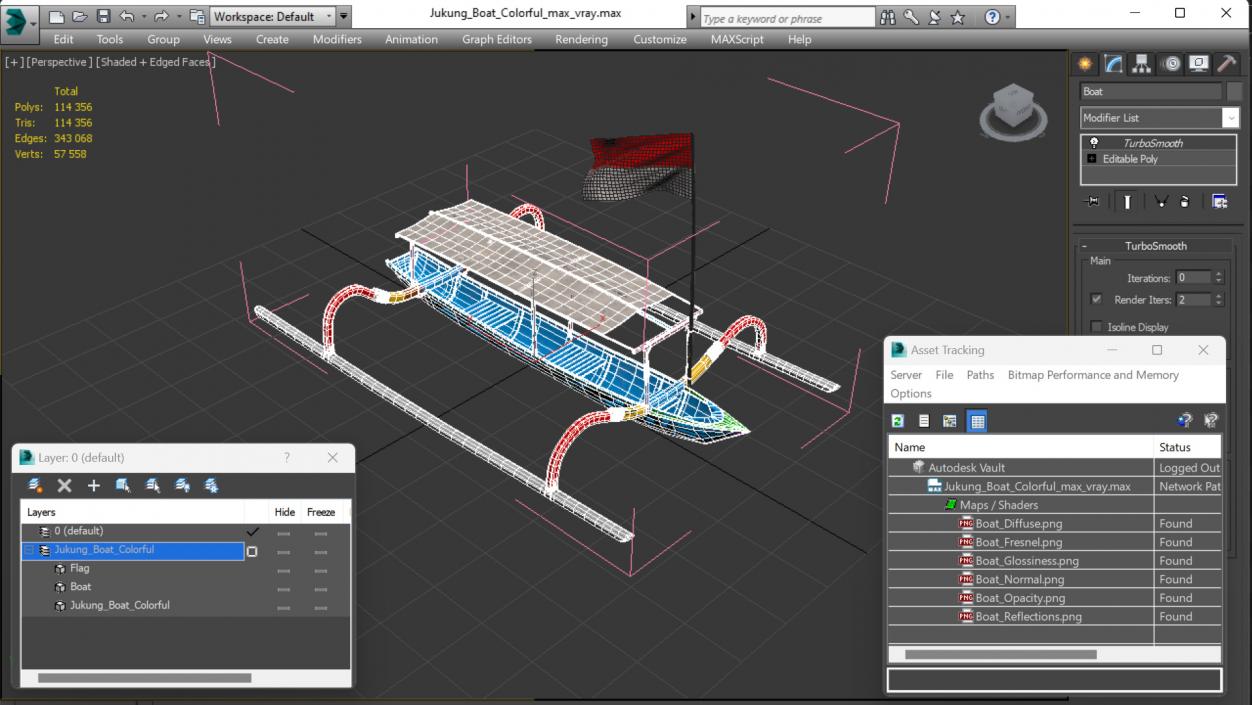 3D model Jukung Boat Colorful