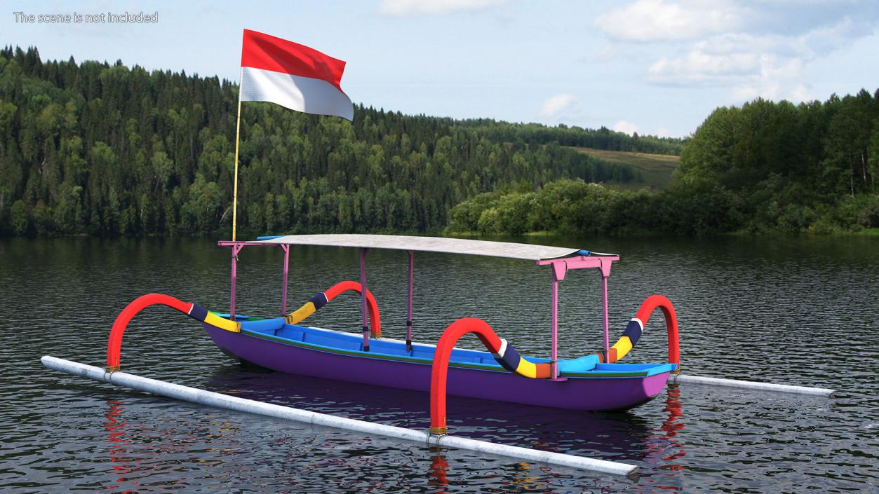 3D model Jukung Boat Colorful