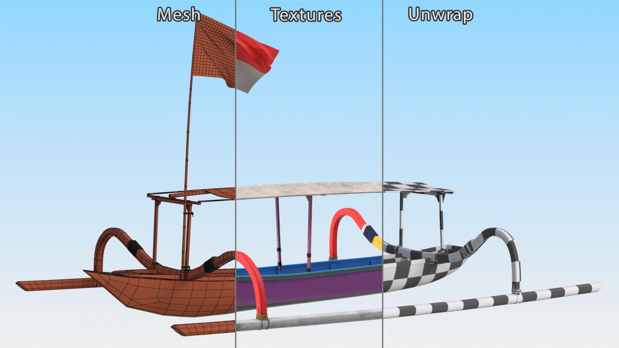 3D model Jukung Boat Colorful