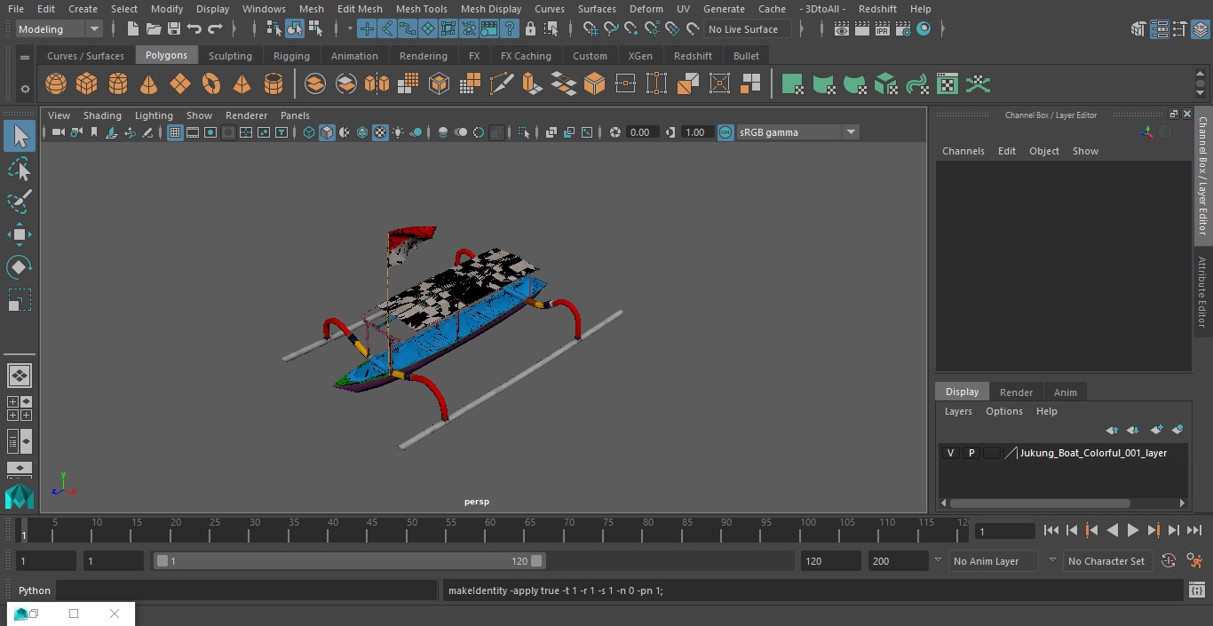 3D model Jukung Boat Colorful