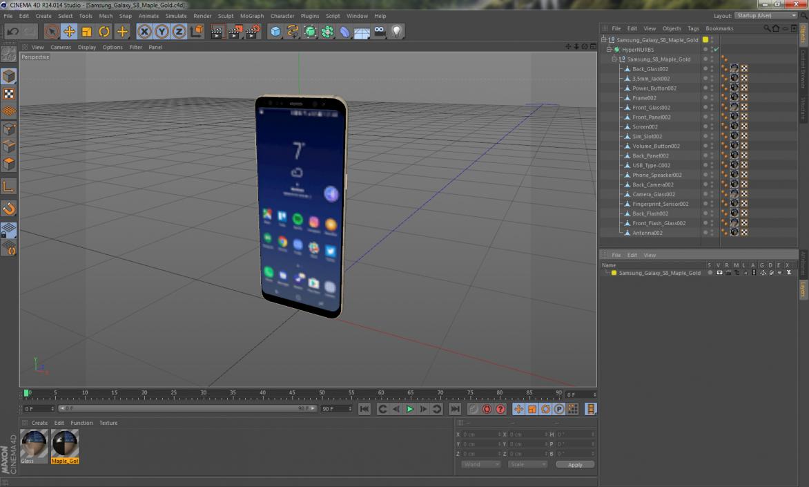 3D Samsung Galaxy S8 Maple Gold model