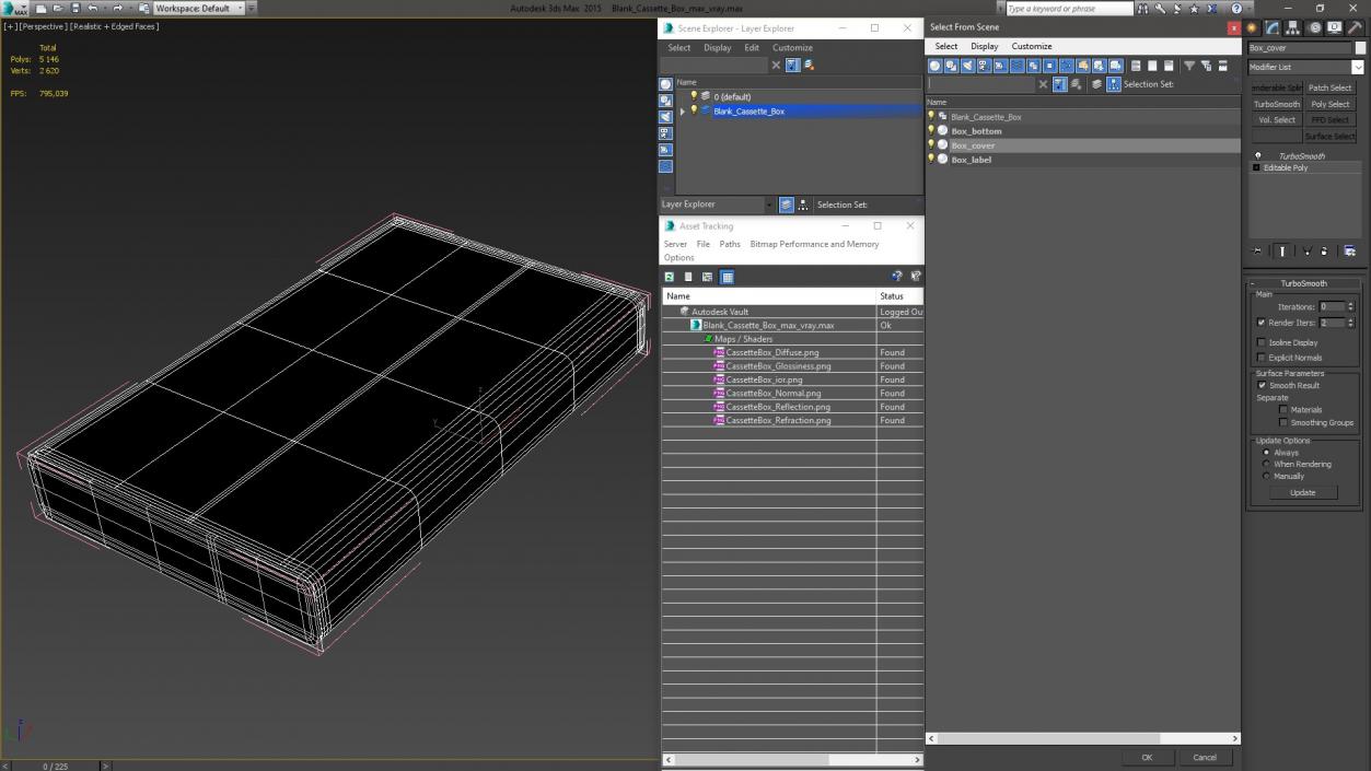 3D Blank Cassette Box model