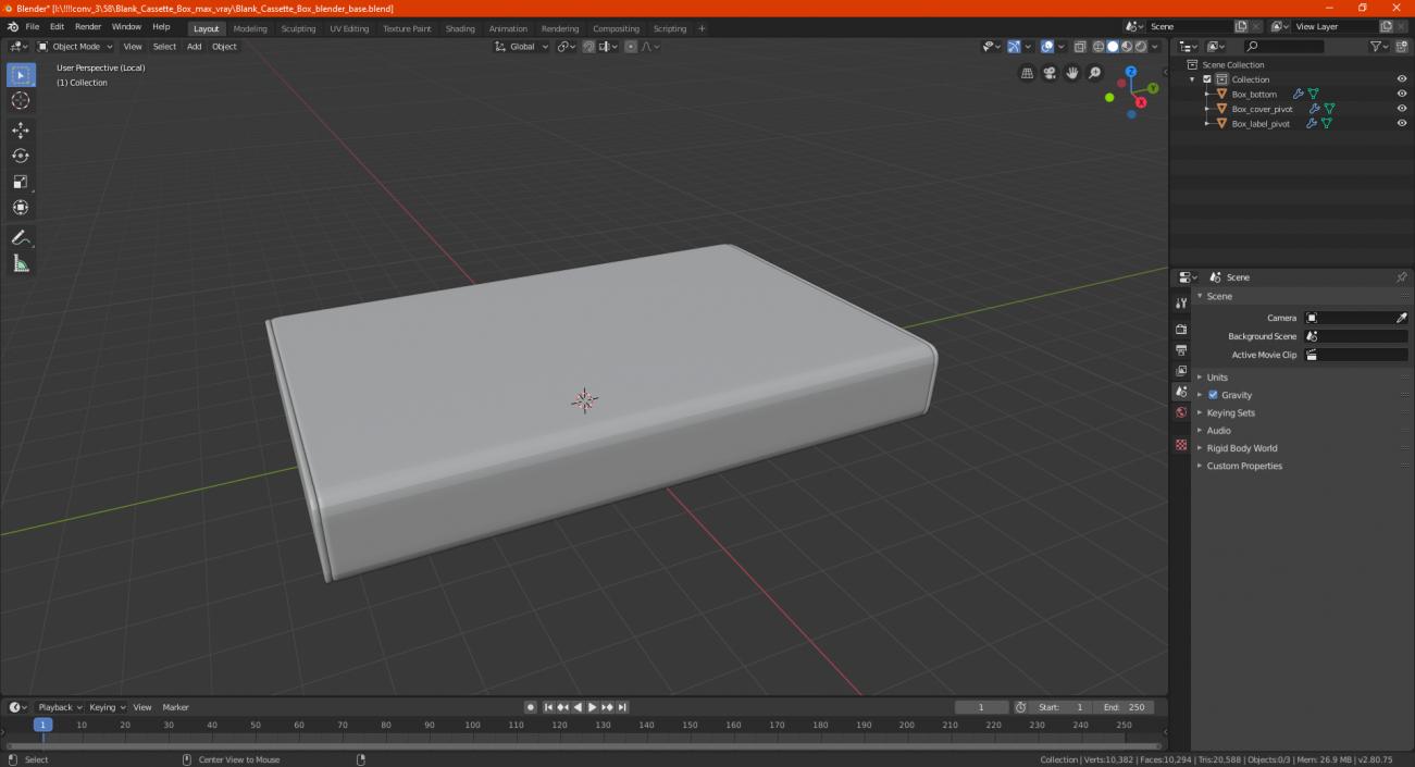 3D Blank Cassette Box model