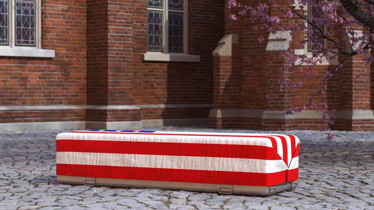 3D Flag Draped US Army Casket