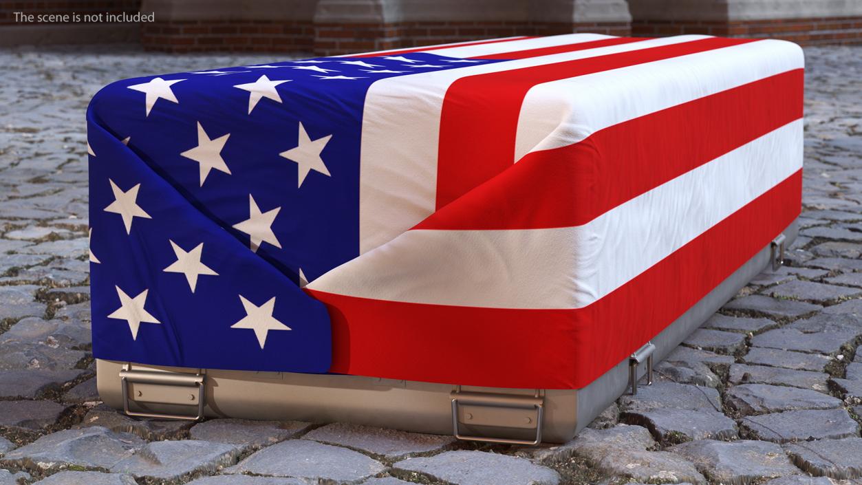 3D Flag Draped US Army Casket