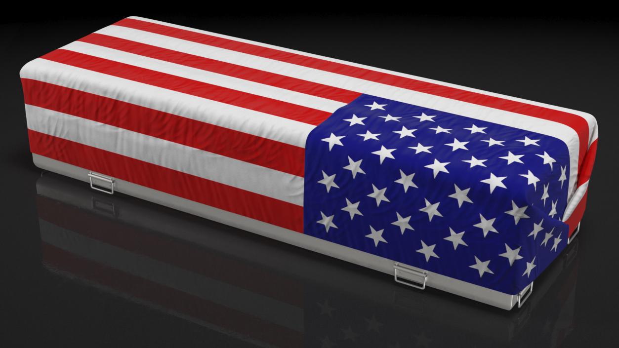 3D Flag Draped US Army Casket