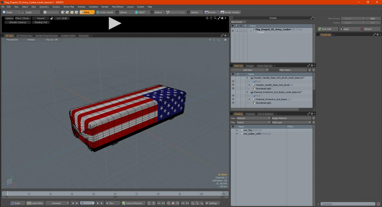 3D Flag Draped US Army Casket