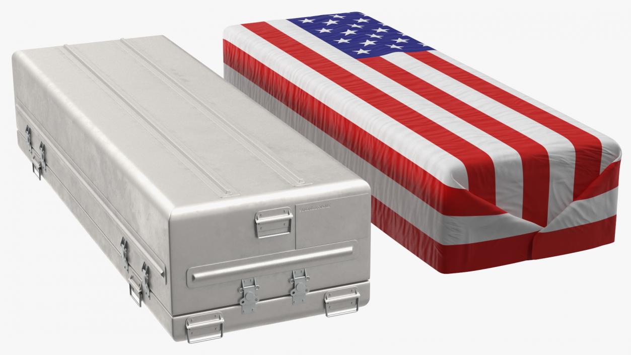 3D Flag Draped US Army Casket