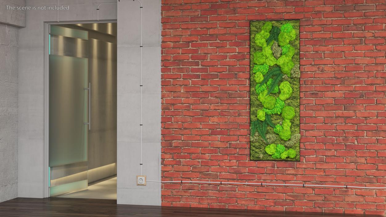 Green Moss Wall with Preserved Plants 3D