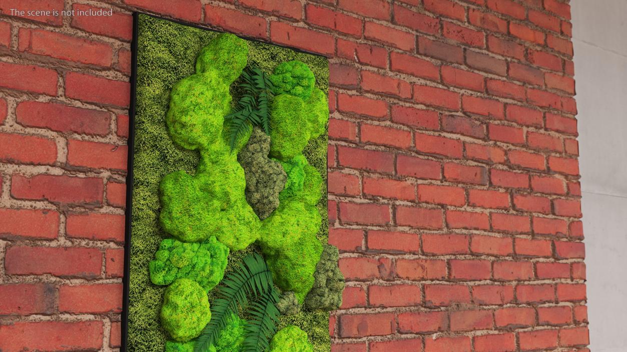 Green Moss Wall with Preserved Plants 3D