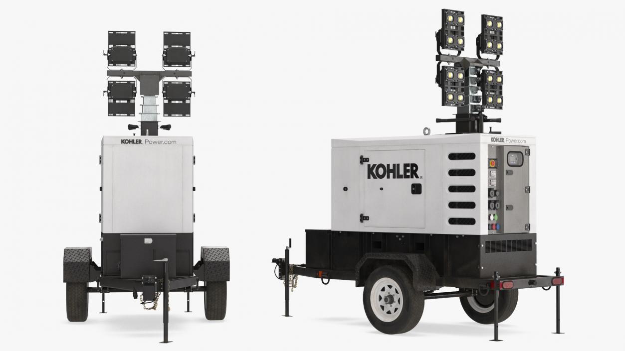 Kohler Mobile Generator with Lighting Mast Rigged 3D model