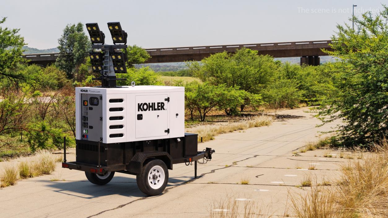 Kohler Mobile Generator with Lighting Mast Rigged 3D model