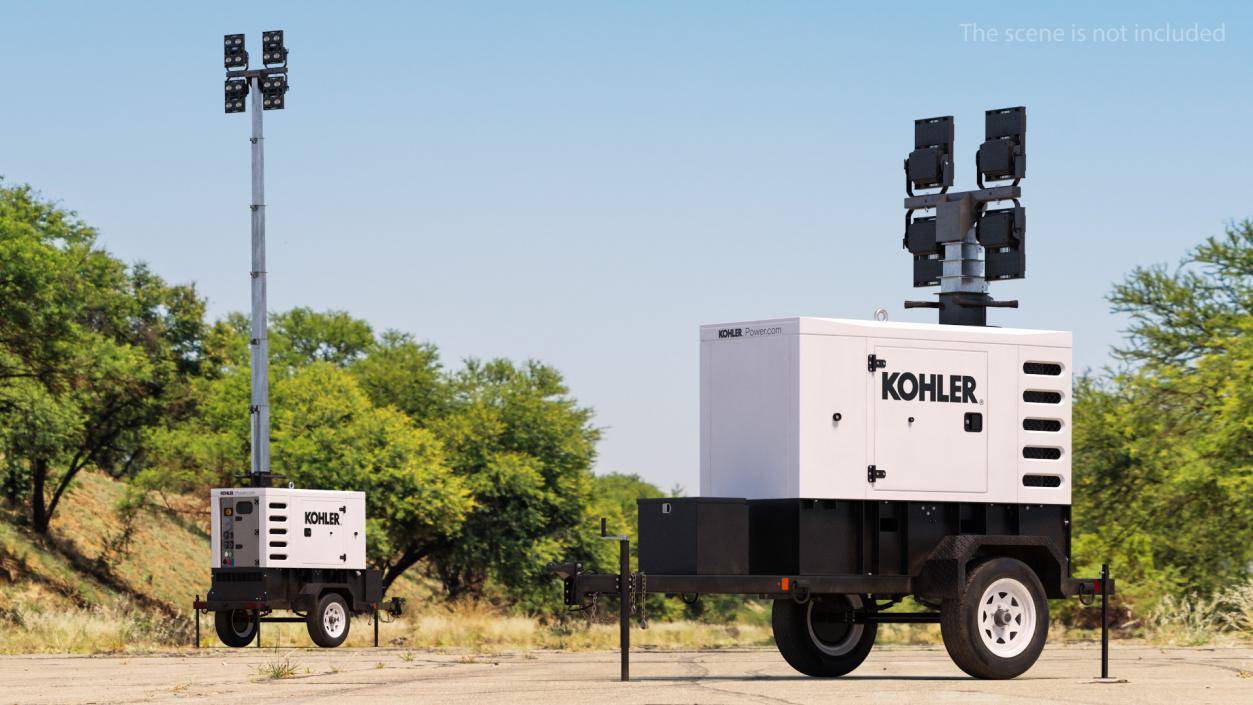 Kohler Mobile Generator with Lighting Mast Rigged 3D model