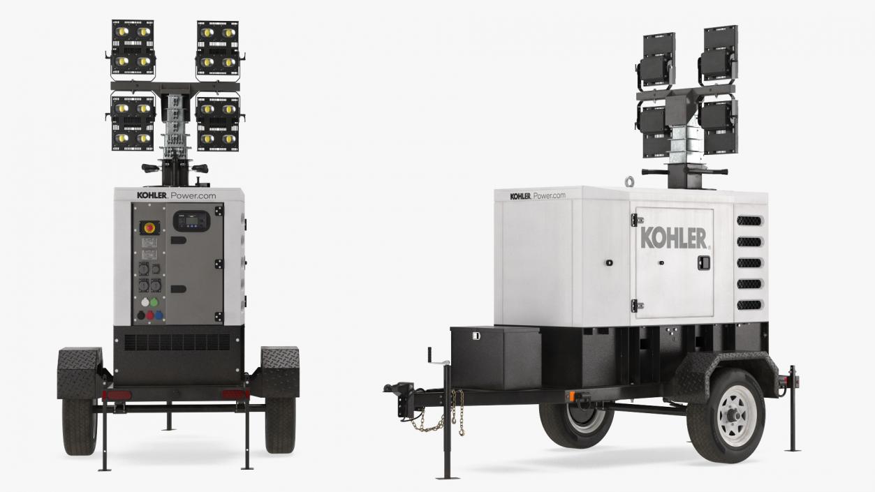 Kohler Mobile Generator with Lighting Mast Rigged 3D model