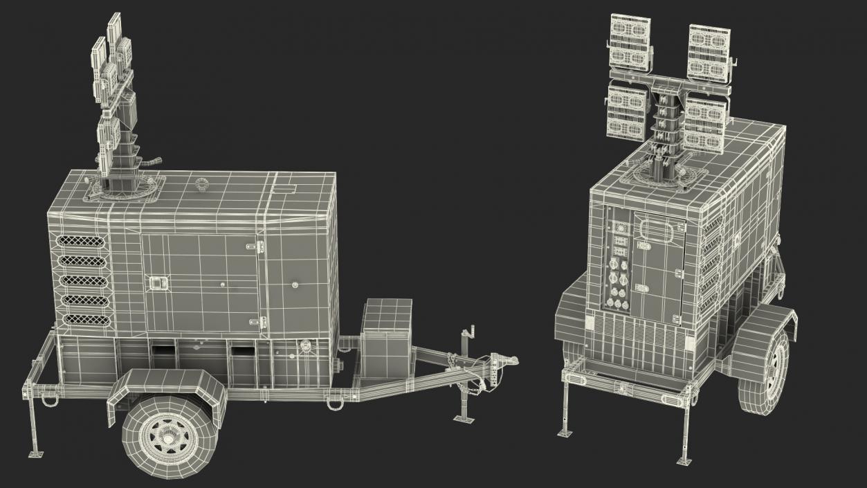 Kohler Mobile Generator with Lighting Mast Rigged 3D model