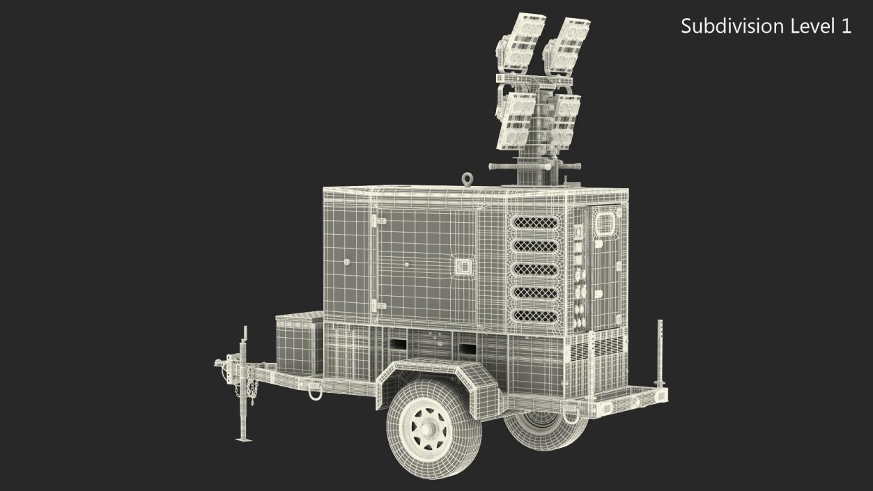 Kohler Mobile Generator with Lighting Mast Rigged 3D model