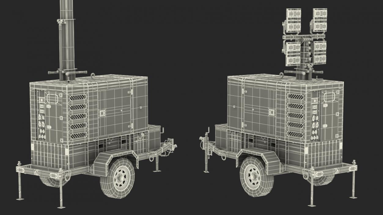 Kohler Mobile Generator with Lighting Mast Rigged 3D model