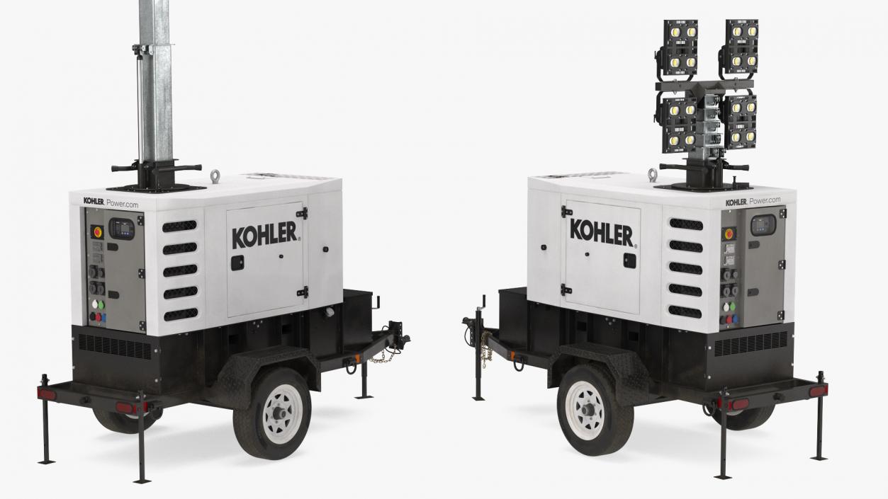 Kohler Mobile Generator with Lighting Mast Rigged 3D model