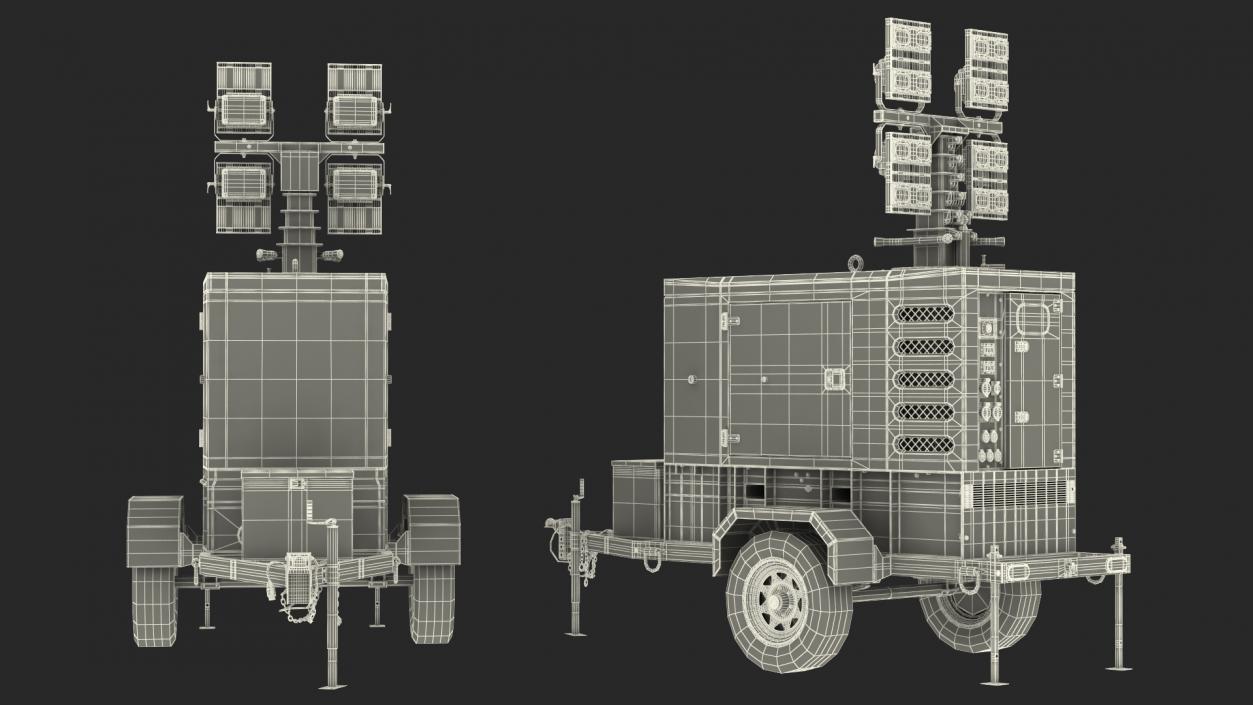 Kohler Mobile Generator with Lighting Mast Rigged 3D model