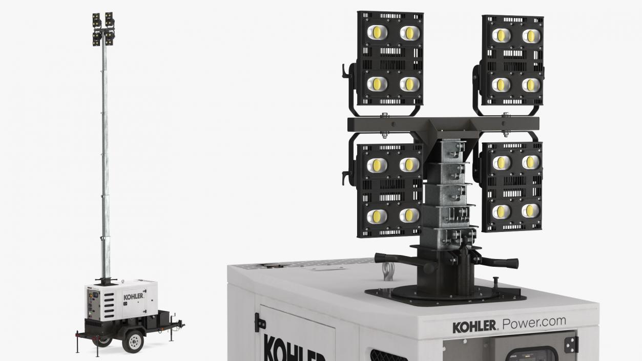 Kohler Mobile Generator with Lighting Mast Rigged 3D model