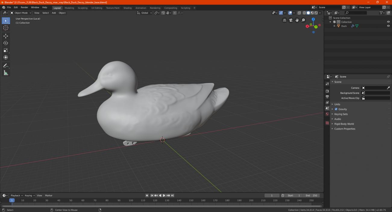 3D Duck Decoy Drake