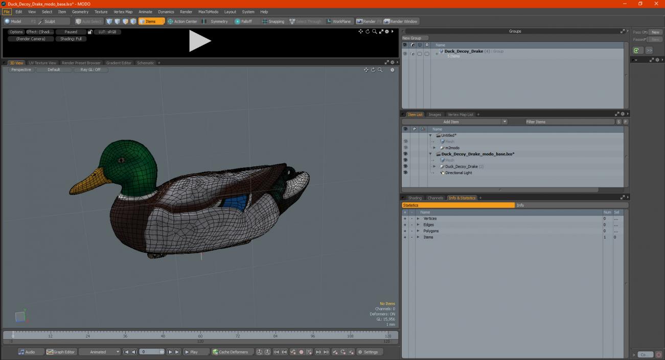 3D Duck Decoy Drake