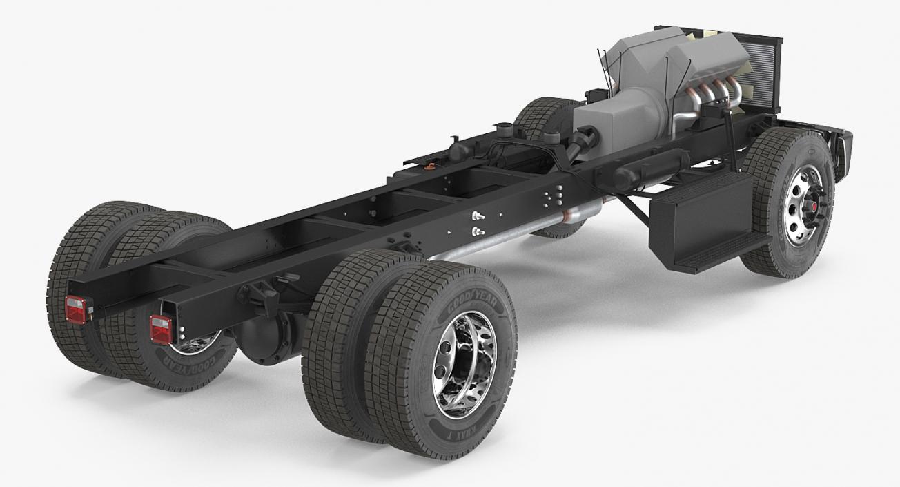 Truck Chassis with Simple Engine 3D