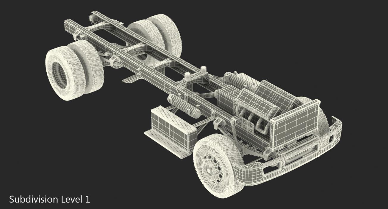 Truck Chassis with Simple Engine 3D