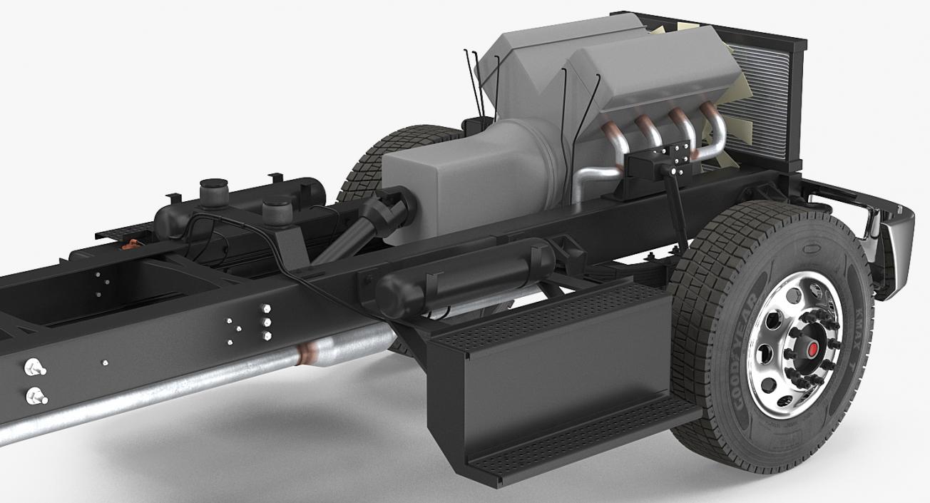 Truck Chassis with Simple Engine 3D