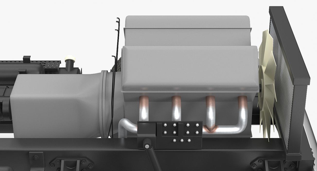 Truck Chassis with Simple Engine 3D