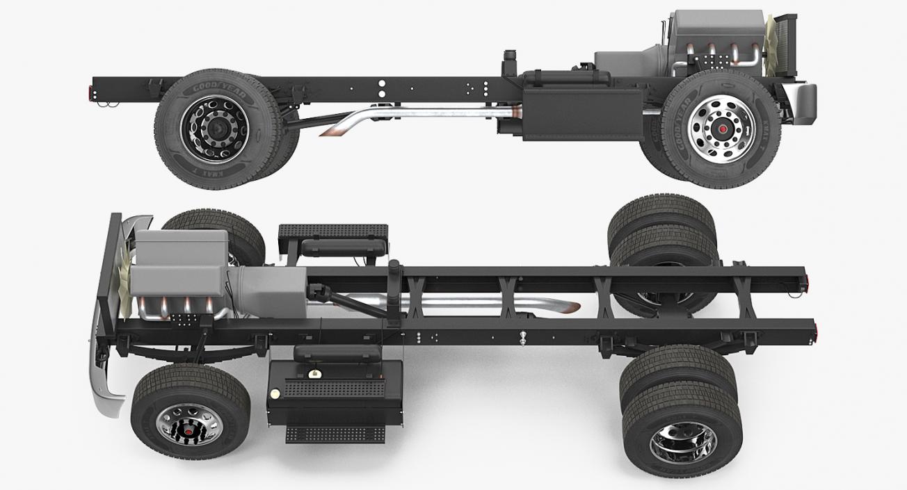 Truck Chassis with Simple Engine 3D