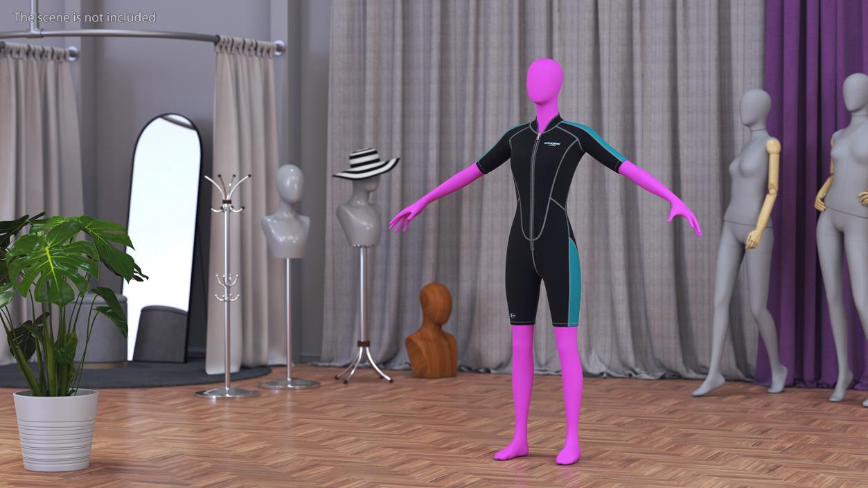 3D model Woman Wetsuit Cressi Shorty Version