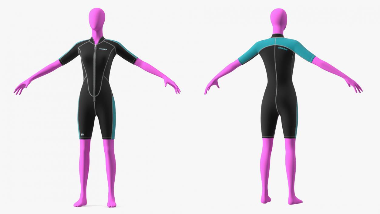 3D model Woman Wetsuit Cressi Shorty Version