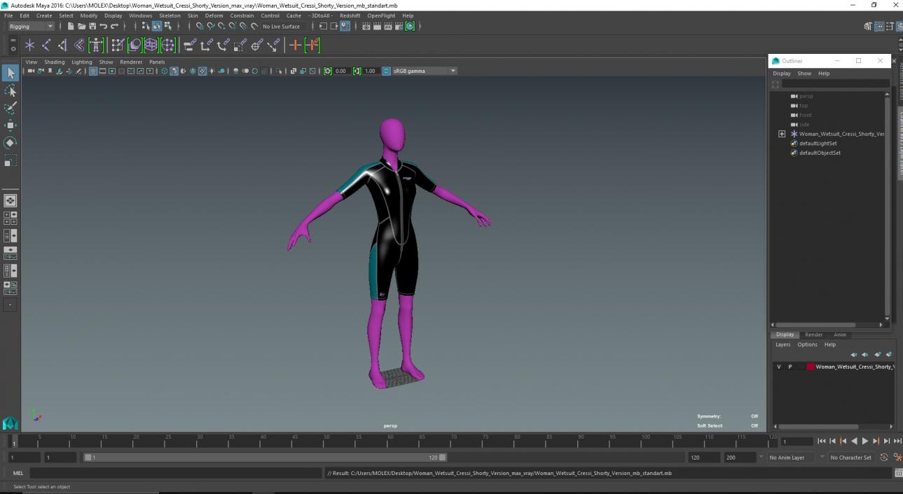 3D model Woman Wetsuit Cressi Shorty Version