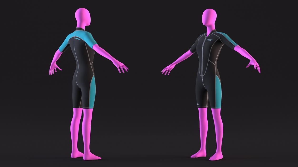 3D model Woman Wetsuit Cressi Shorty Version