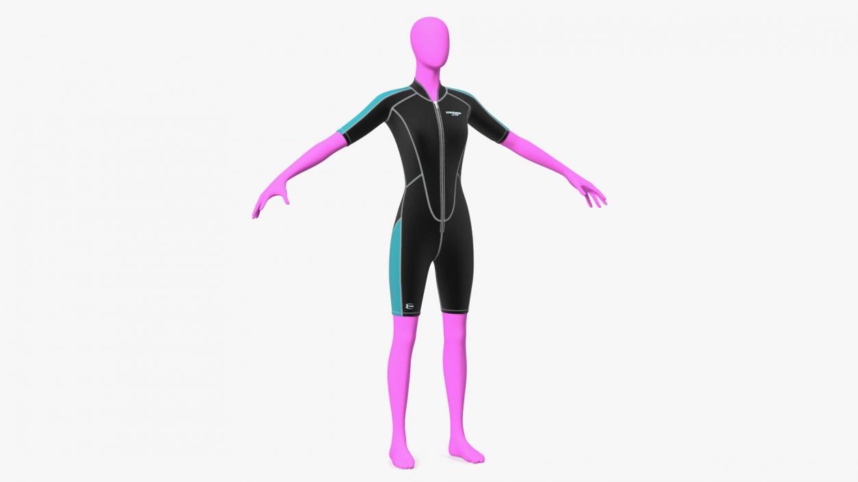 3D model Woman Wetsuit Cressi Shorty Version