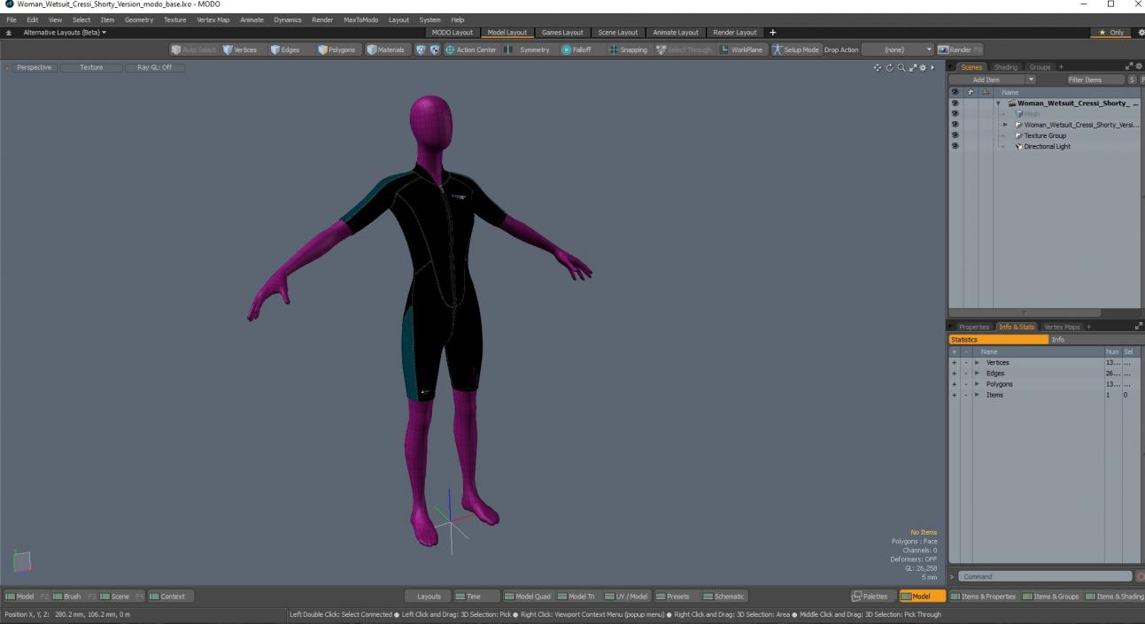 3D model Woman Wetsuit Cressi Shorty Version