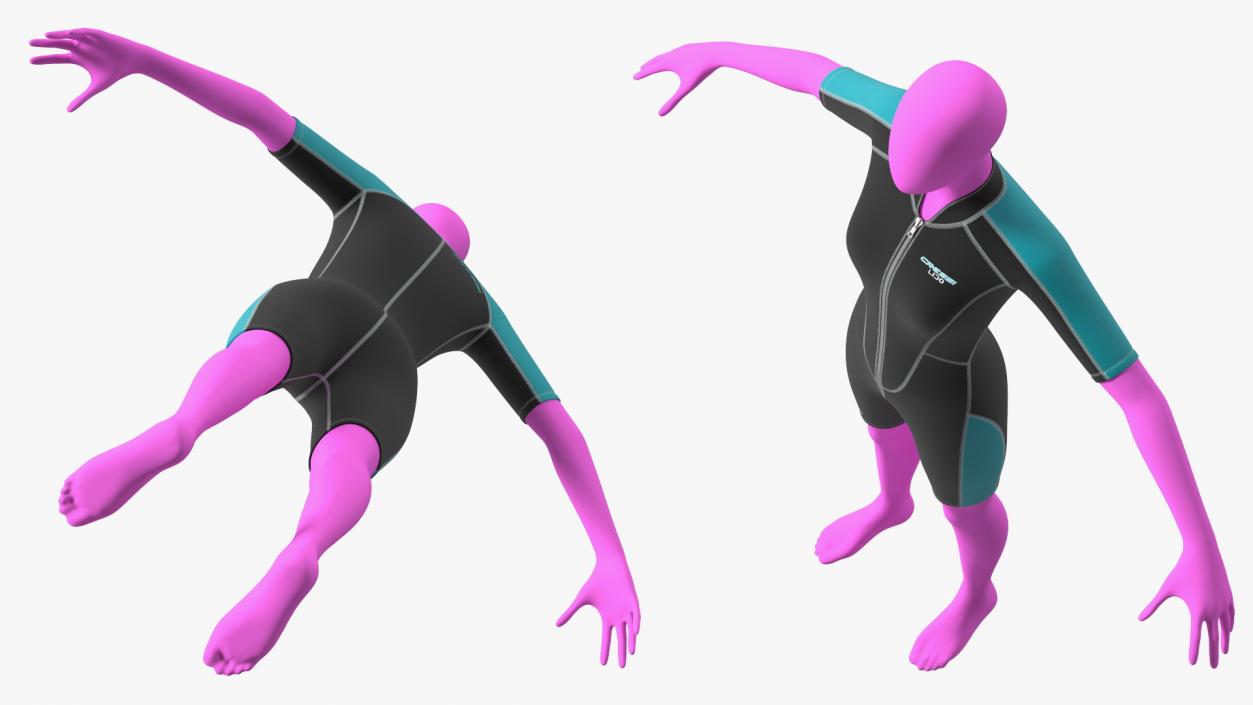 3D model Woman Wetsuit Cressi Shorty Version