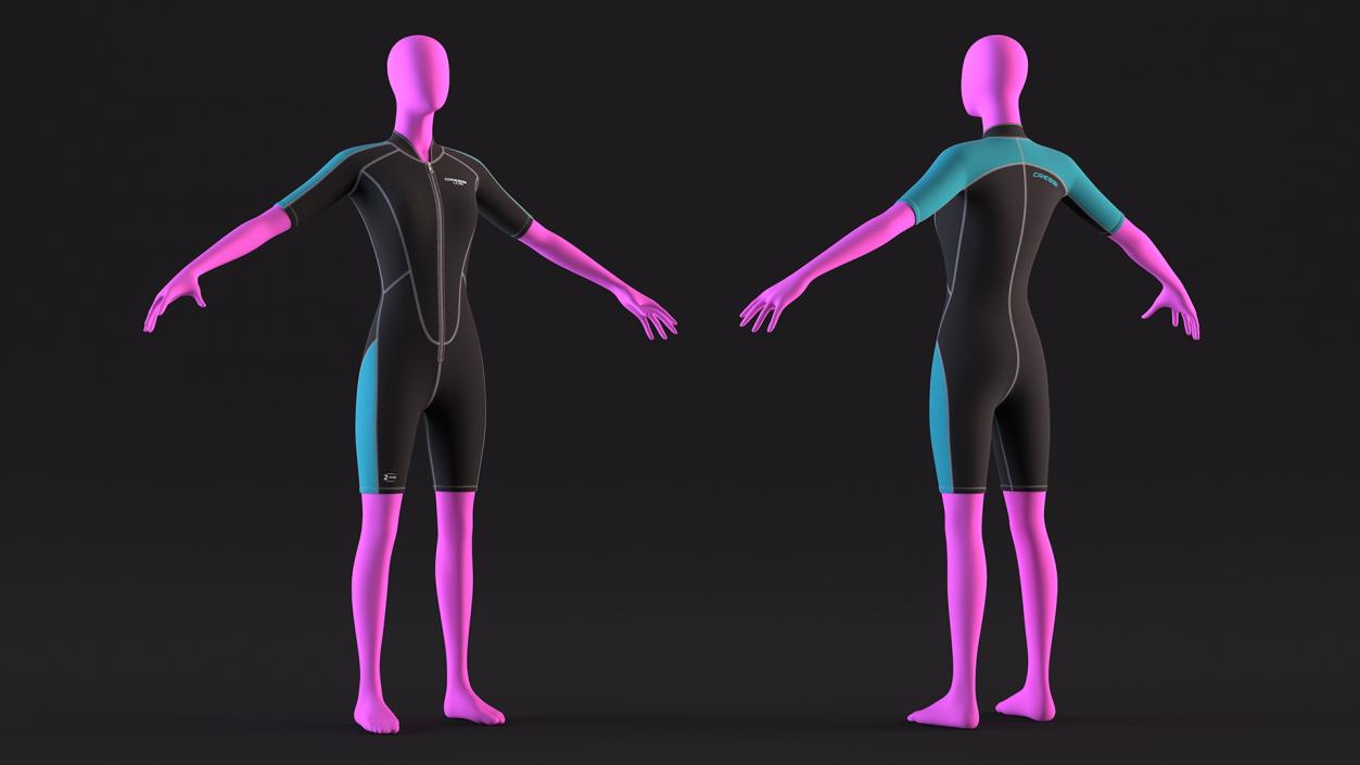 3D model Woman Wetsuit Cressi Shorty Version